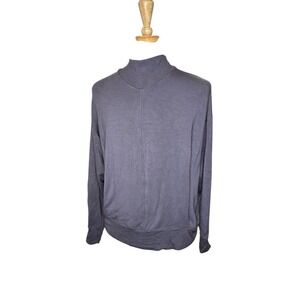 Athleta‎ Mock Neck Sweatshirt L Gray Tencel Modal Thumbholes Athleisure Pullover